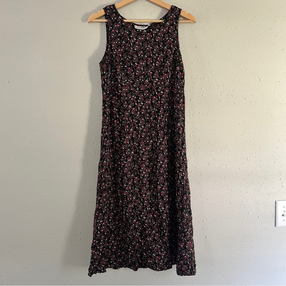Molly Malloy Vintage Floral Sleeveless Black Dress Retro 90s Casual Lightweight - Picture 1 of 6